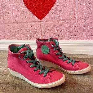 Pink and Green Converse All Star Sneaker Wedges